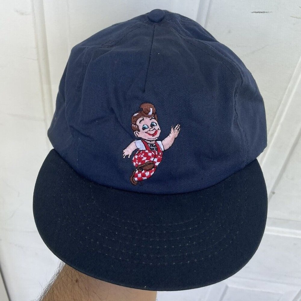 Frisch's Big Boy Vintage 80s Navy Snapback Hat, Usa Rare Logo Promo